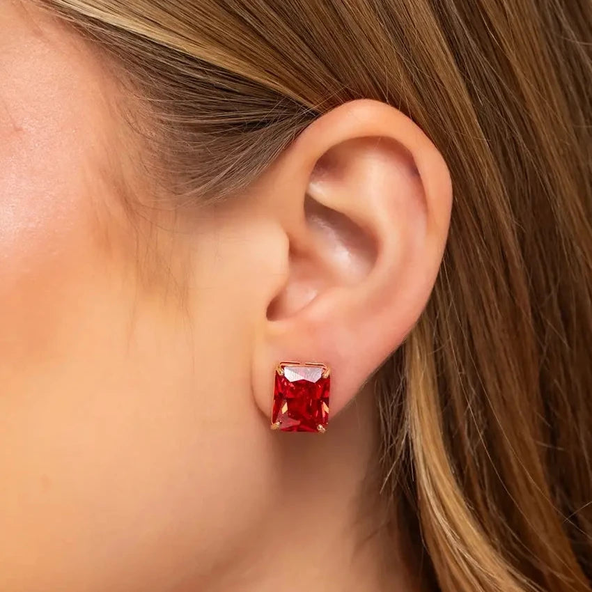 EARRING STUDS DELUXE RECTANGLE CRYSTAL