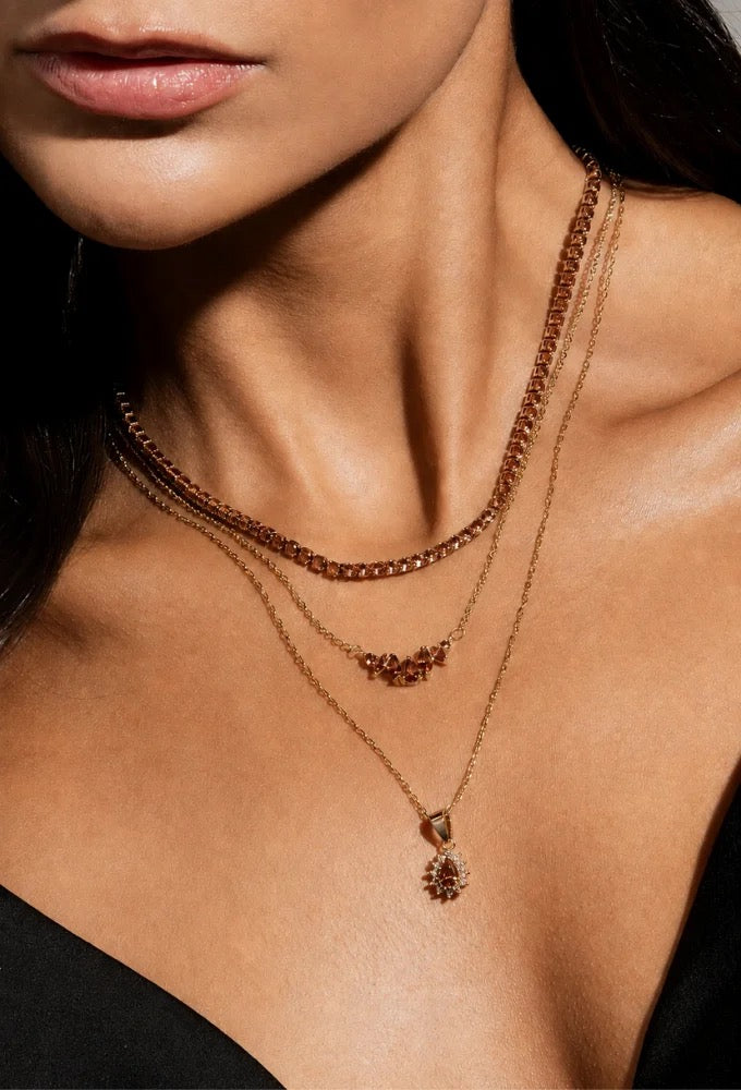 NECKLACE GEOMETRIC PENDANT CUBIC ZIRCONIA