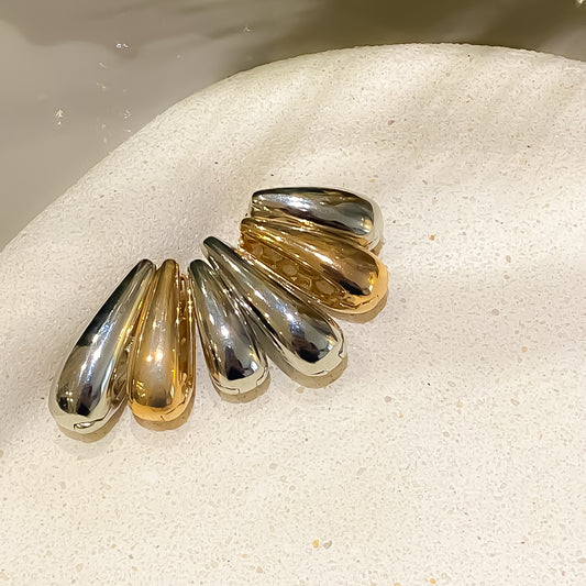 EARRING HOOPS TRIO DUO PLATED TEAR DROP