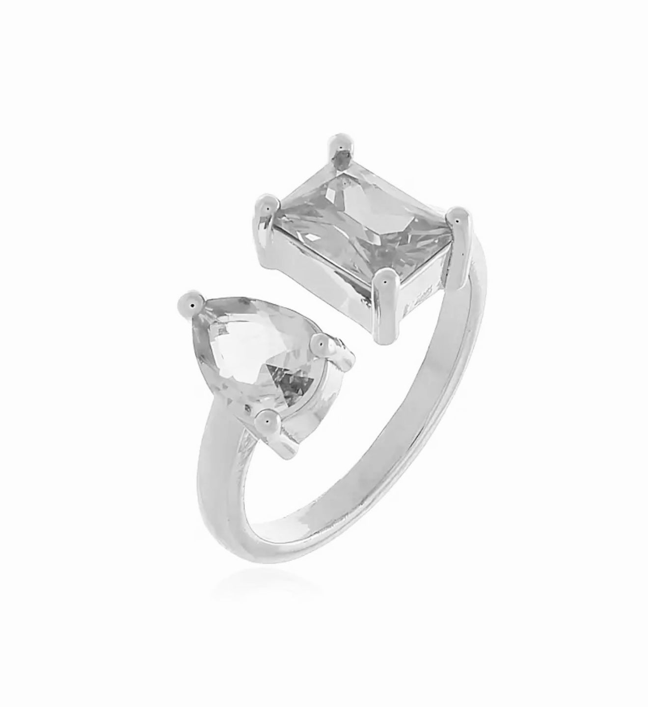 RING TEAR DROP + RECTANGLE CUBIC ZIRCON