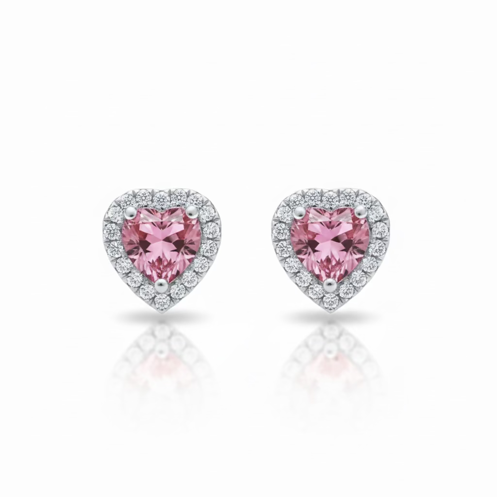 EARRING STUDS PINK MOISSANITE 1CT