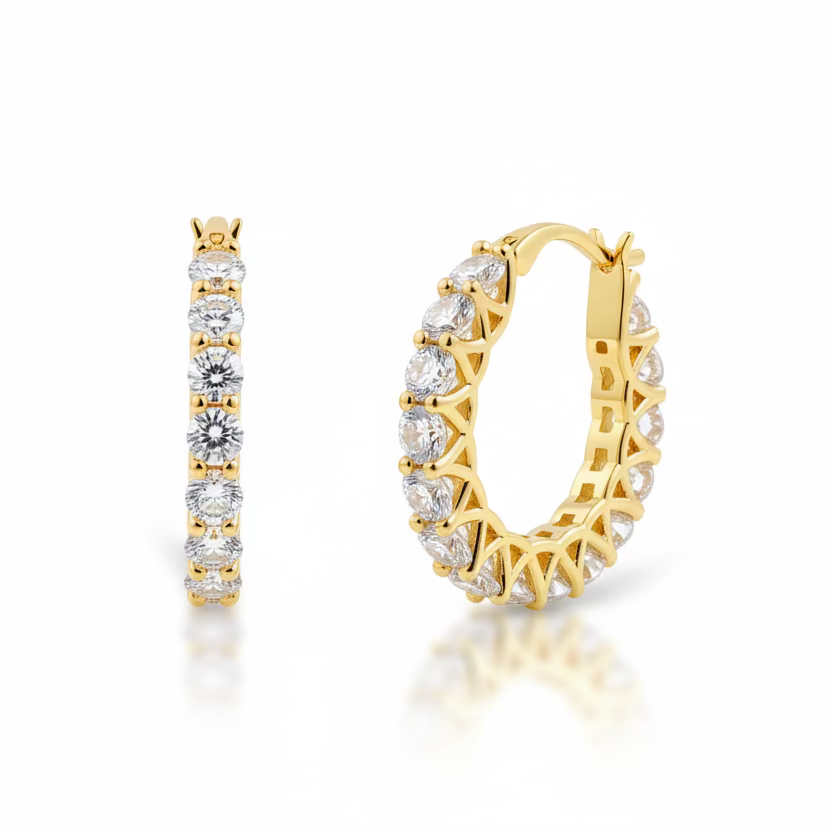 EARRING HOOPS DELUXE CUBIC ZIRCONIA