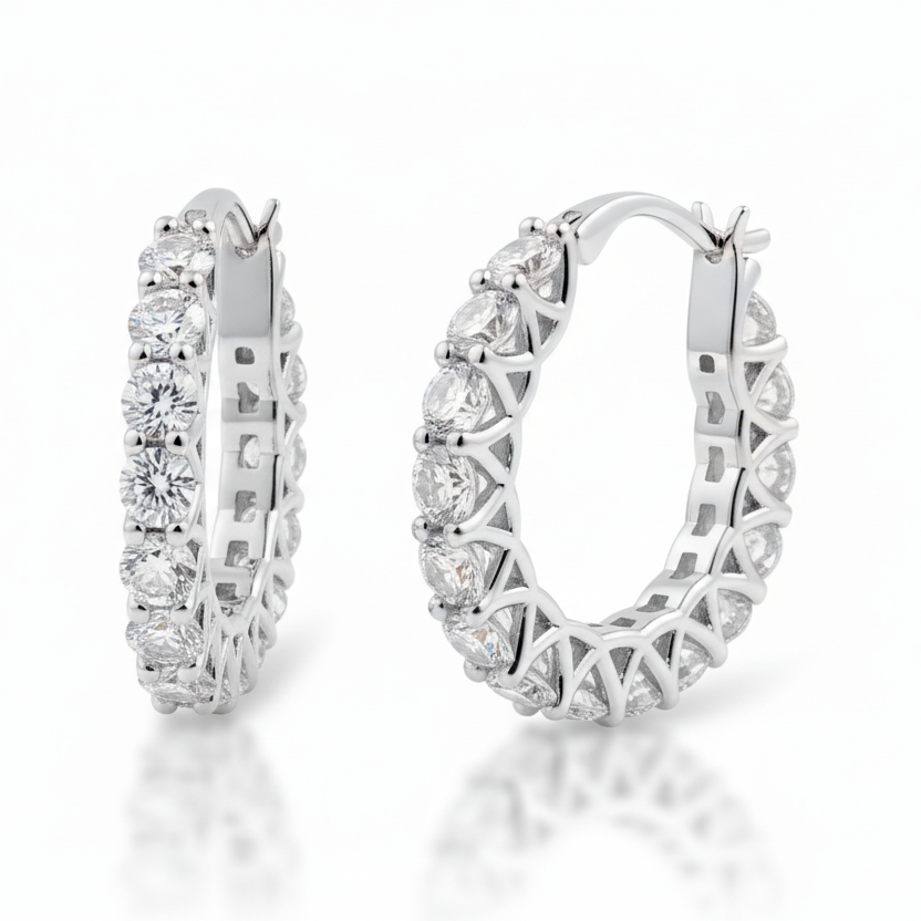 EARRING HOOPS DELUXE CUBIC ZIRCONIA