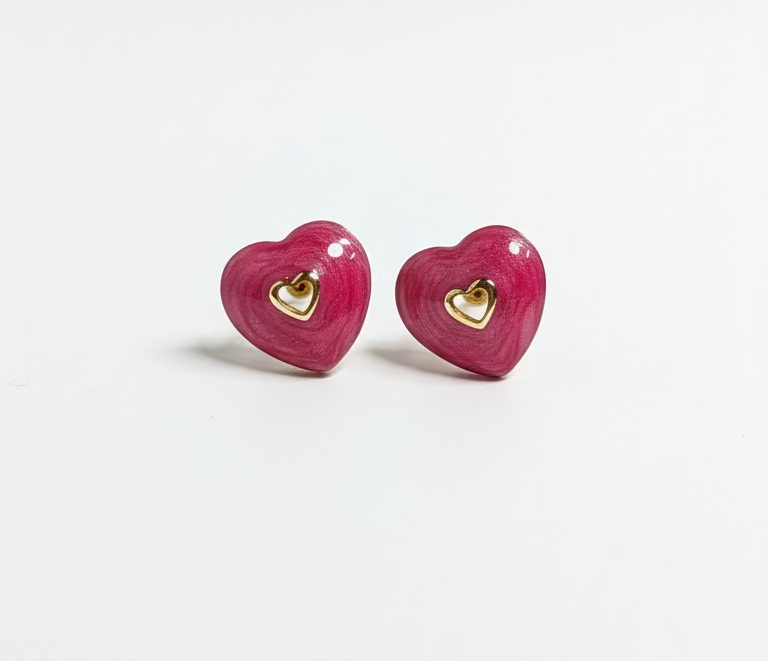 EARRINGS COLORFUL ENAMEL HEART