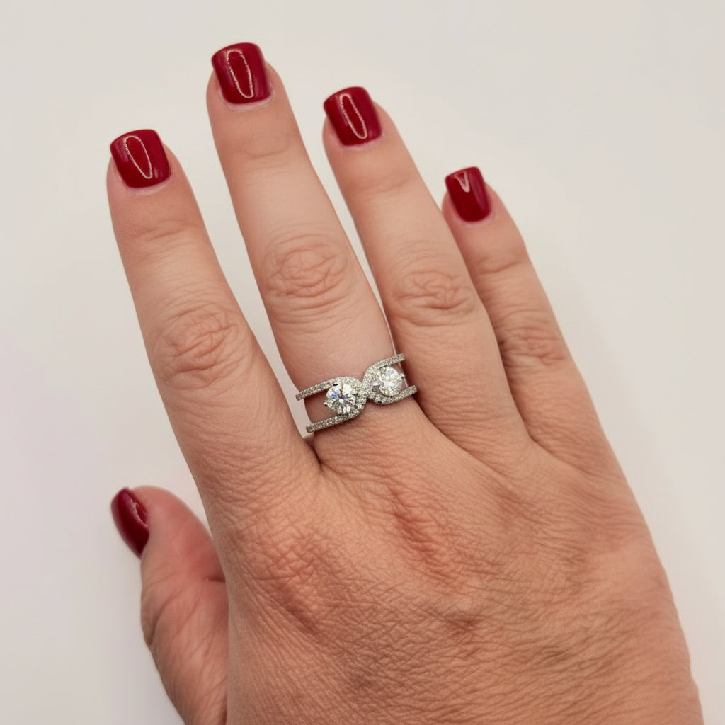 RING DOUBLE MOISSANITES 1CT TOTAL