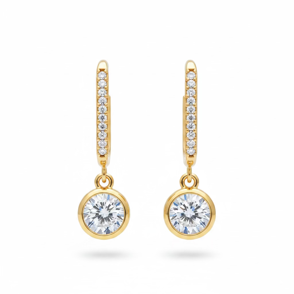 EARRING HOOPS SQUARE SHAPE WITH CUBIC ZIRCON