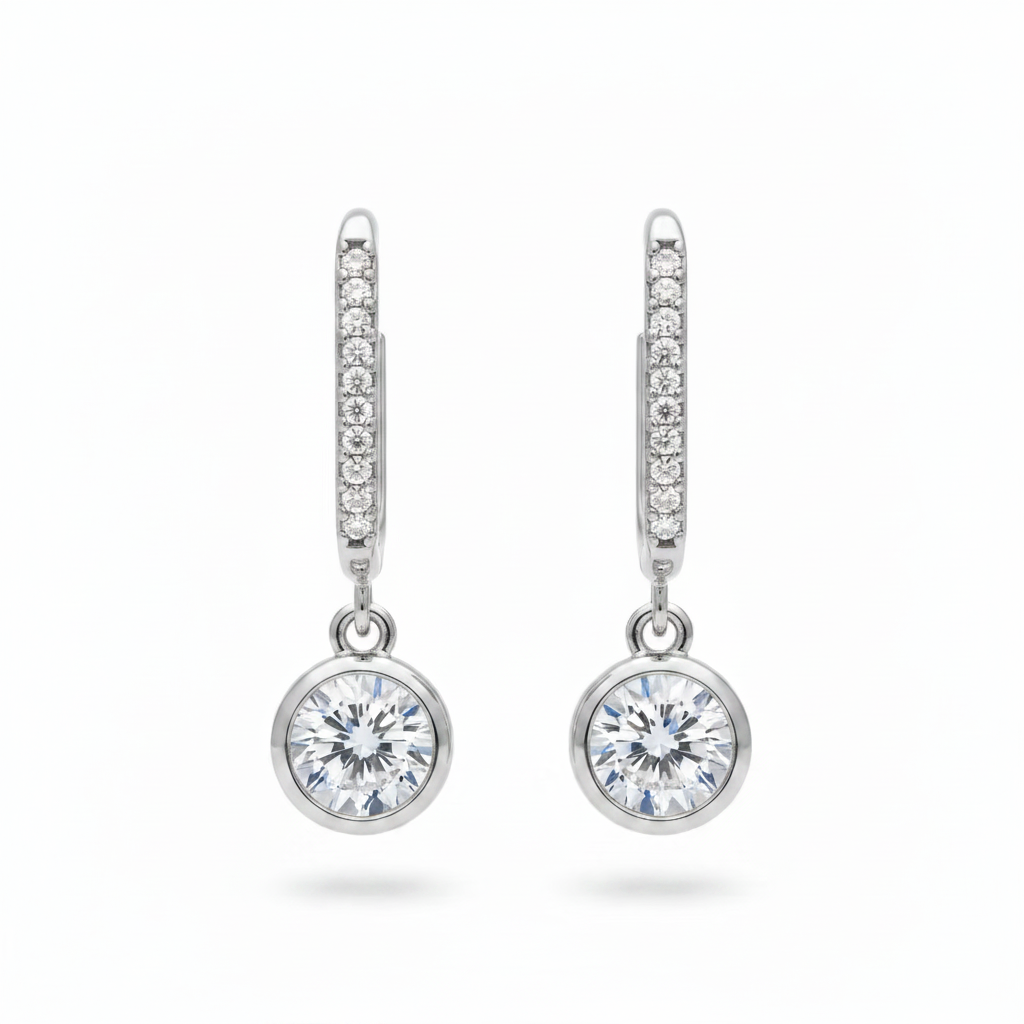 EARRING HOOPS SQUARE SHAPE WITH CUBIC ZIRCON