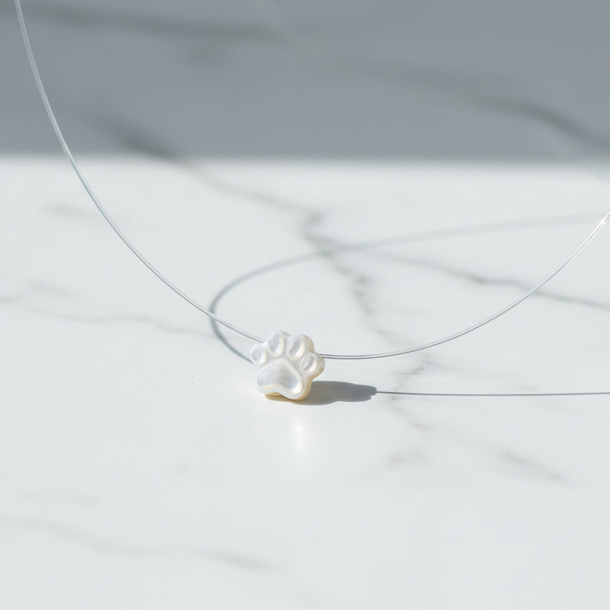 NECKLACE PET PAW MOTHER OF PEARL NYLON STRING