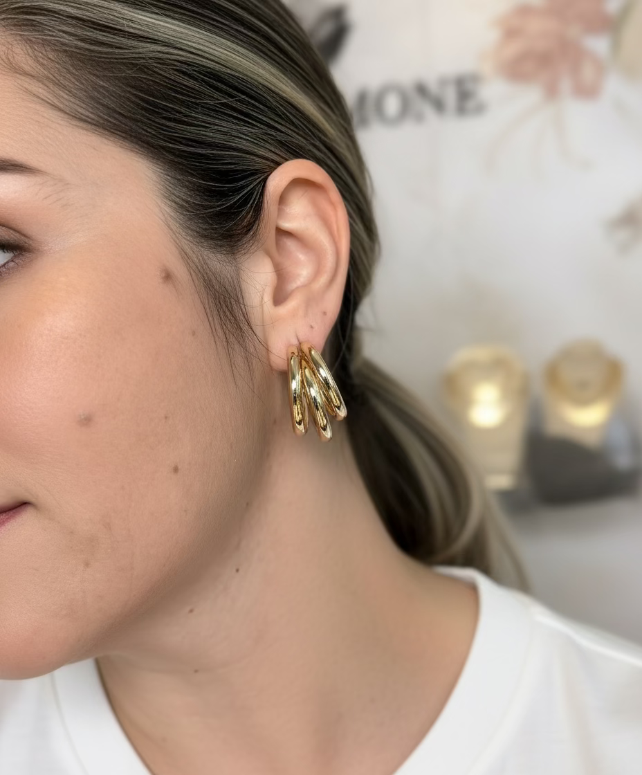 EARRING HOOPS TRIPLE TUBES