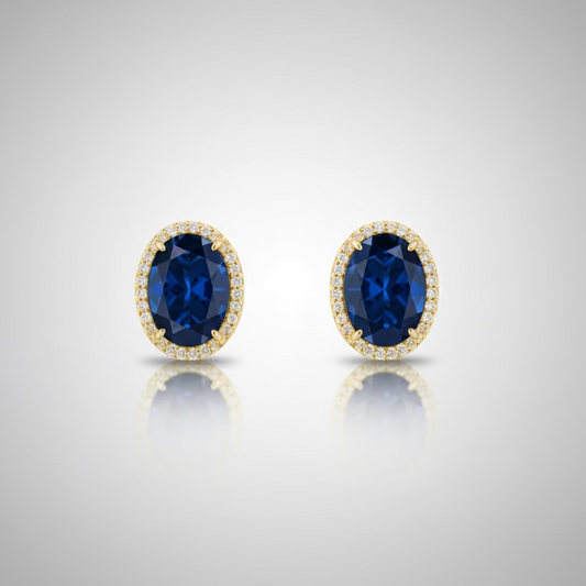 EARRINGS OVAL BLUE SAPPHIRE CRYSTAL