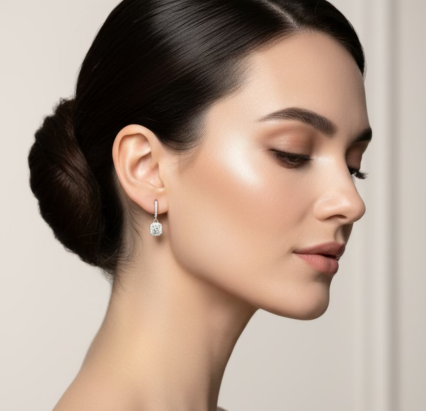 EARRING HOOPS HUGGIES MOISSANITE 1ct SILVER925