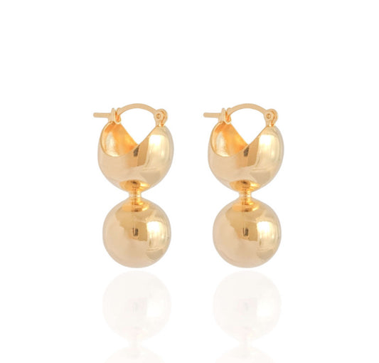 EARRING HOOP 2 SPHERES