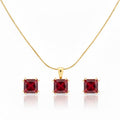 EARRINGS + NECKLACE JEWELRY SET FOG RED CRYSTAL