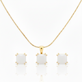 EARRINGS+NECKLACE JEWELRY SET MILKY WHITE CRYSTAL