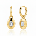 EARRING HOOPS WITH CUBIC ZIRCON ON MEDAL
