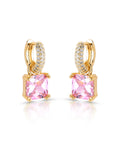 EARRING HOOPS SQUARE CUBIC ZIRCONIA PENDANT