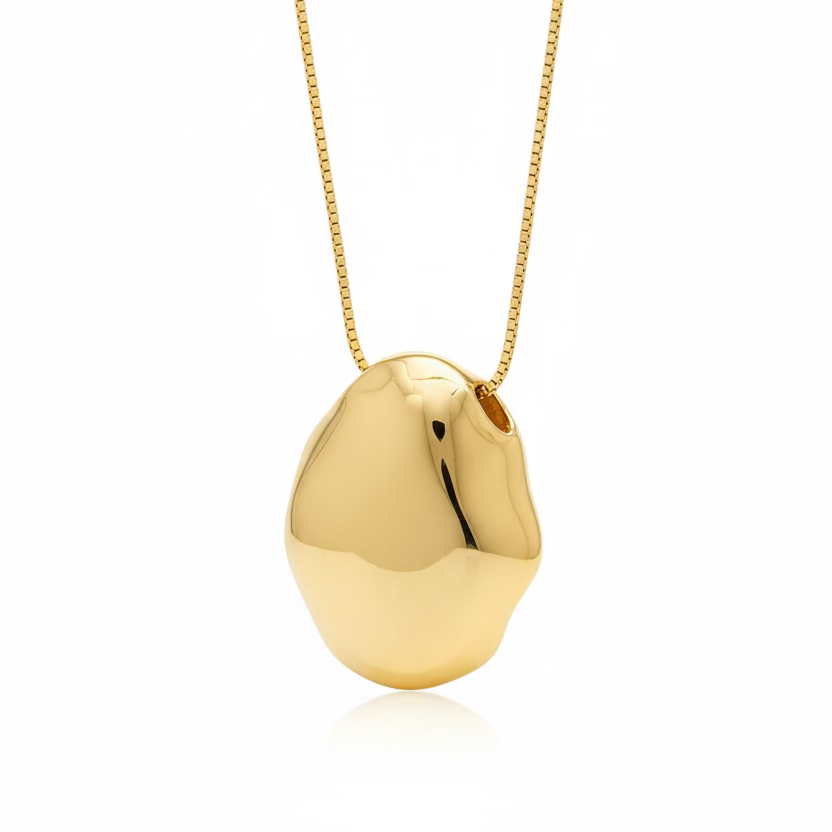 NECKLACE ORGANIC ROUND PENDANT 60cm LONG