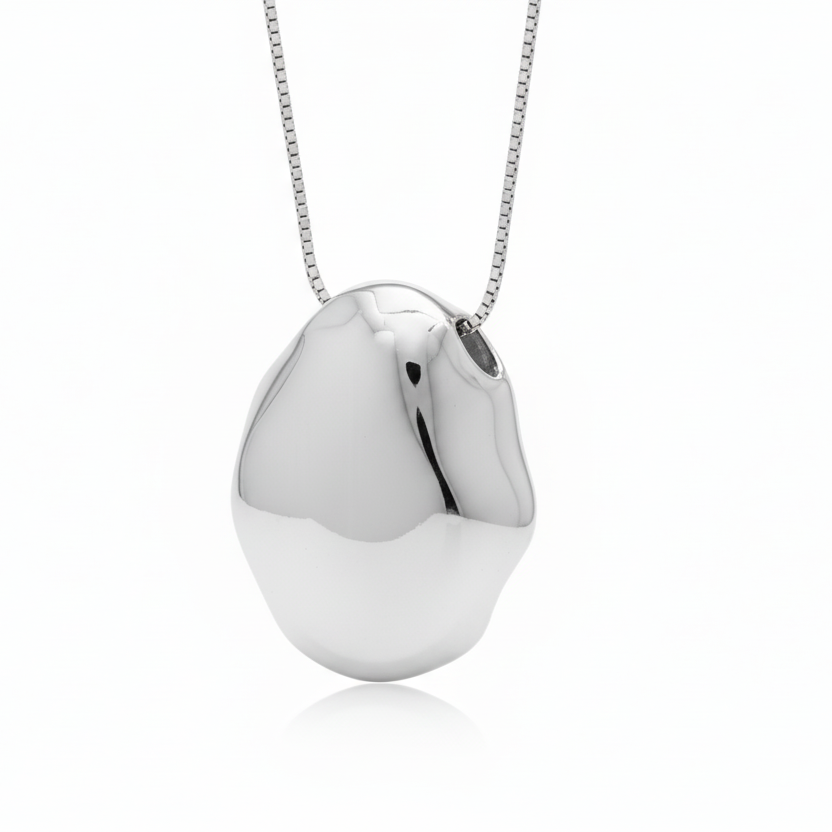 NECKLACE ORGANIC ROUND PENDANT 60cm LONG
