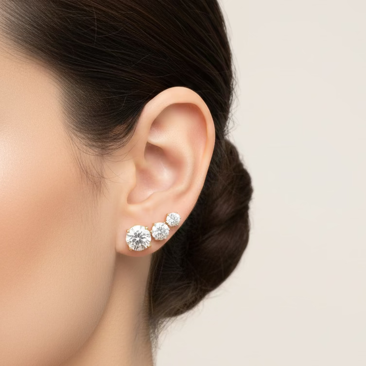 EARRING STUDS MOISSANITE 4CT (10mm) SILVER925