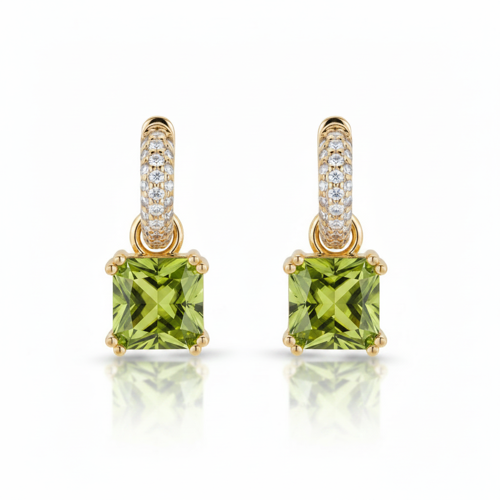 EARRING HOOPS SQUARE CUBIC ZIRCONIA PENDANT