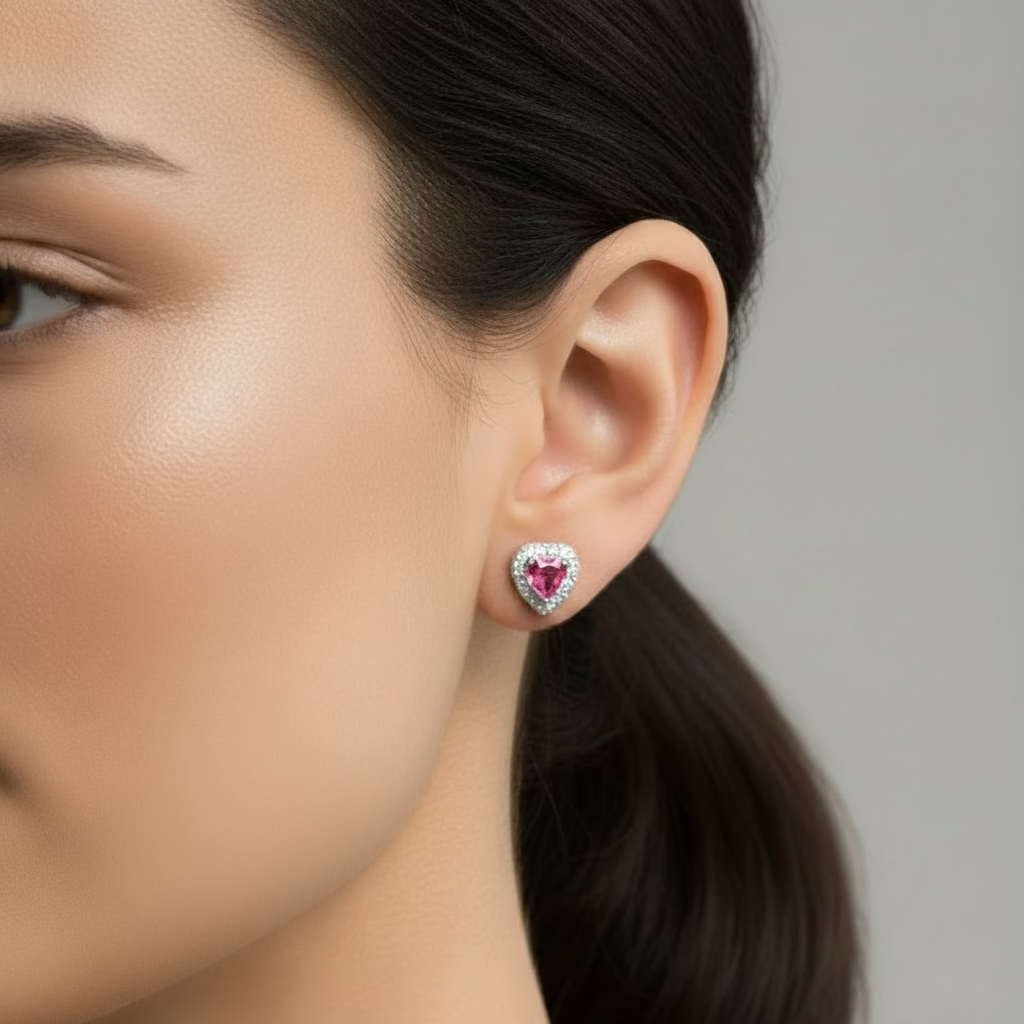 EARRING STUDS PINK MOISSANITE 1CT
