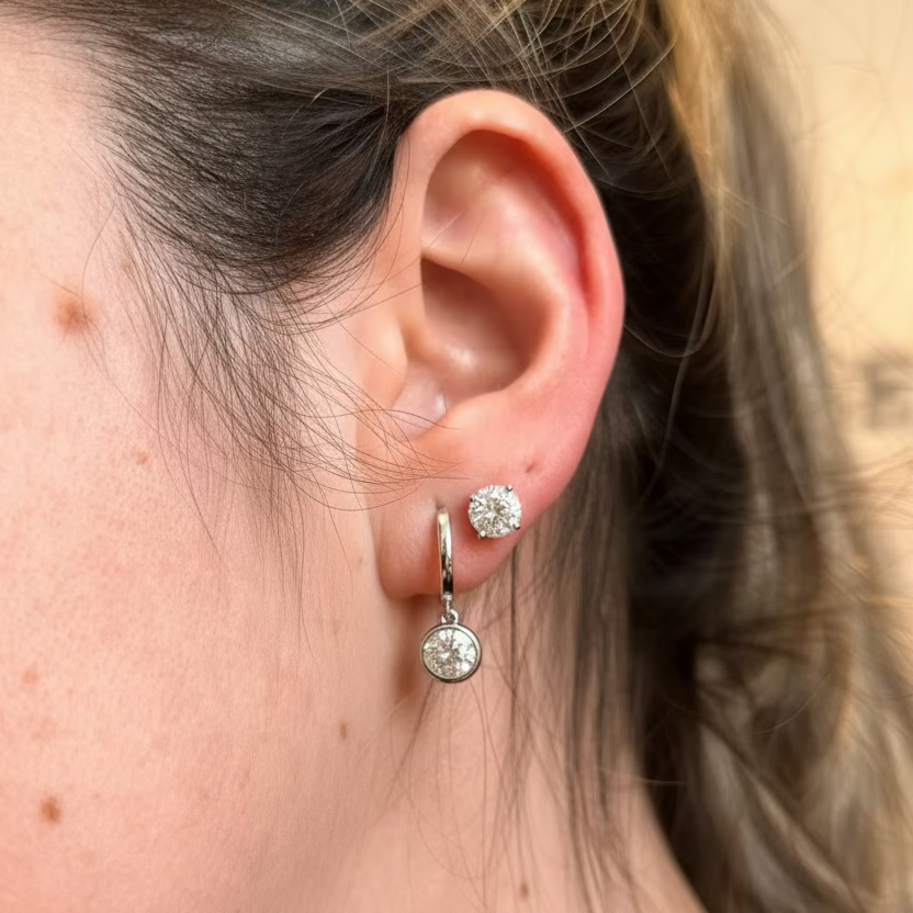 EARRING STUDS MOISSANITE 6.5mm (1ct)