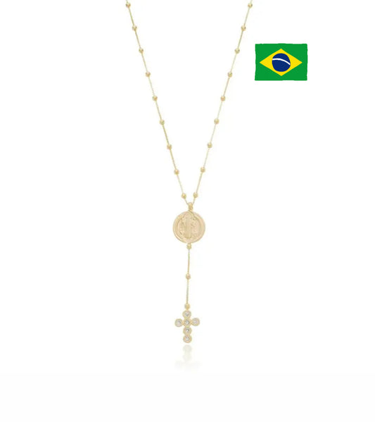 NECKLACE TIE ST BENEDICT SMALL MEDAL