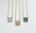 NECKLACE WITH RECTANGLE PENDANT CRYSTAL