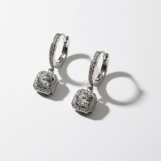 EARRING HOOPS HUGGIES MOISSANITE 1ct SILVER925