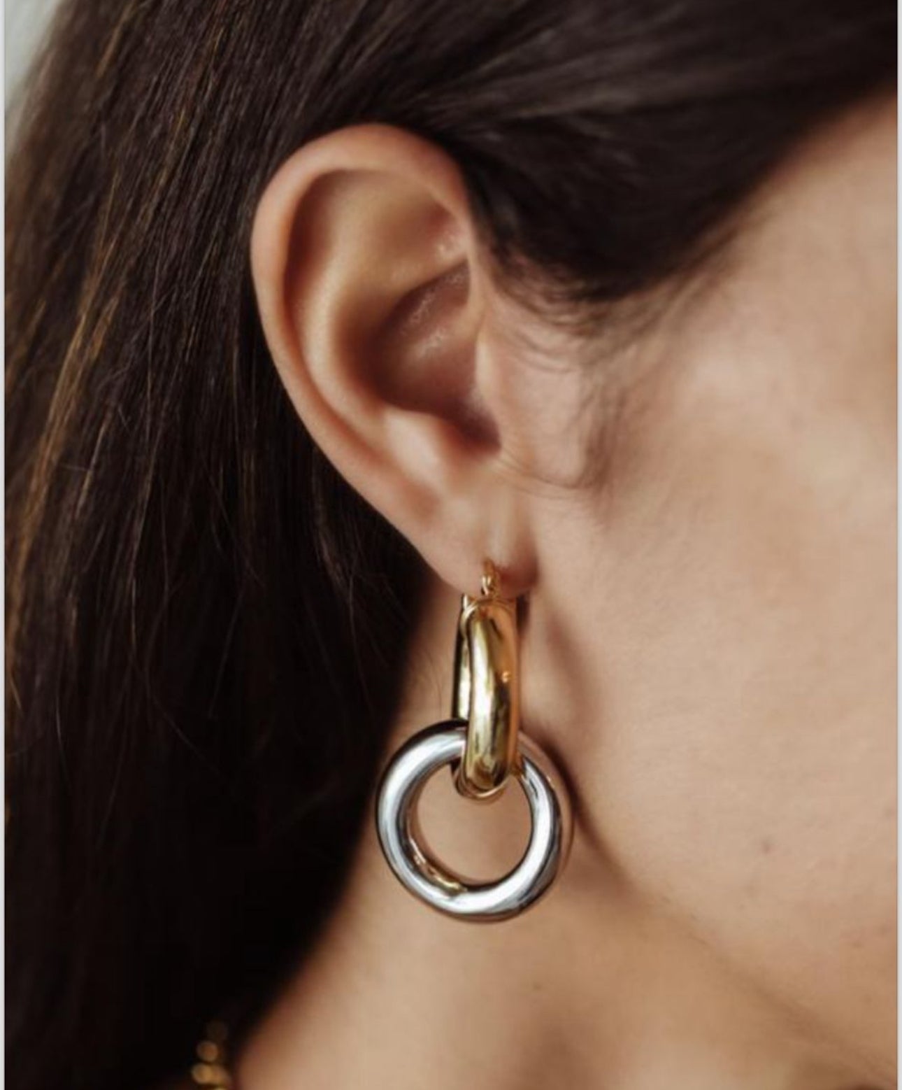 EARRING 2 HOOPS GOLD/SILVER