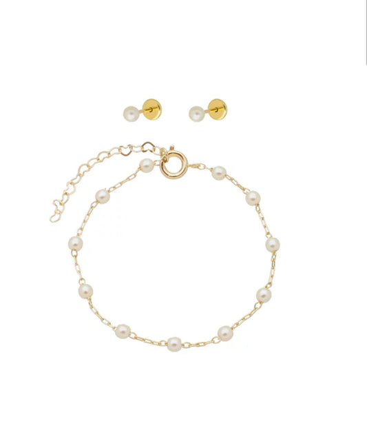 EARRING + BRACELET SET PEARLS KIDS