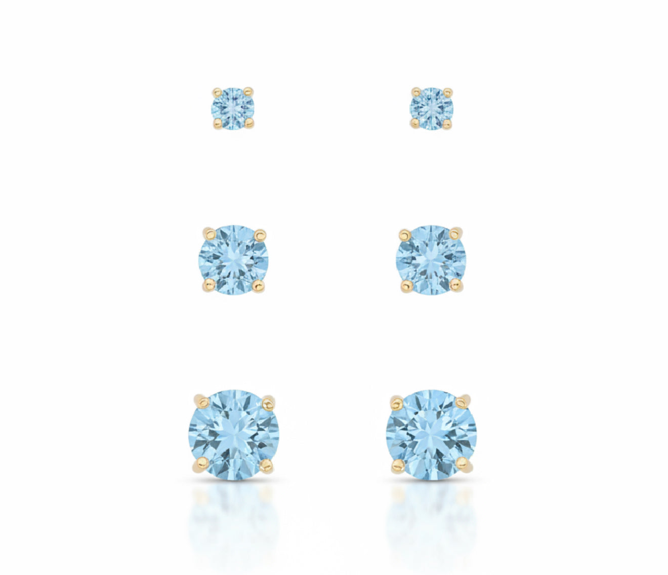 EARRINGS TRIO LIGHT BLUE CUBIC ZIRCONIA STUDS