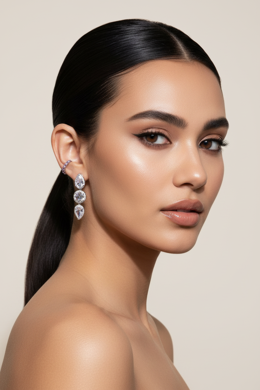 EARRINGS TEARDROP ELEGANT CUBIC ZIRCONIA