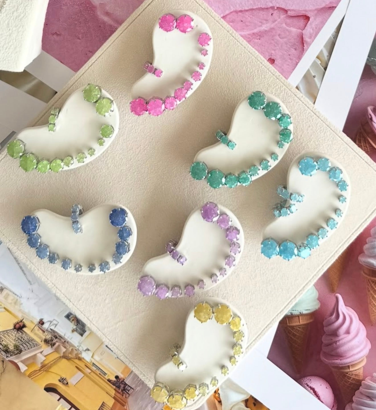 EARRING STUDS TRIO FUSION CANDY COLOR CRUSTAL