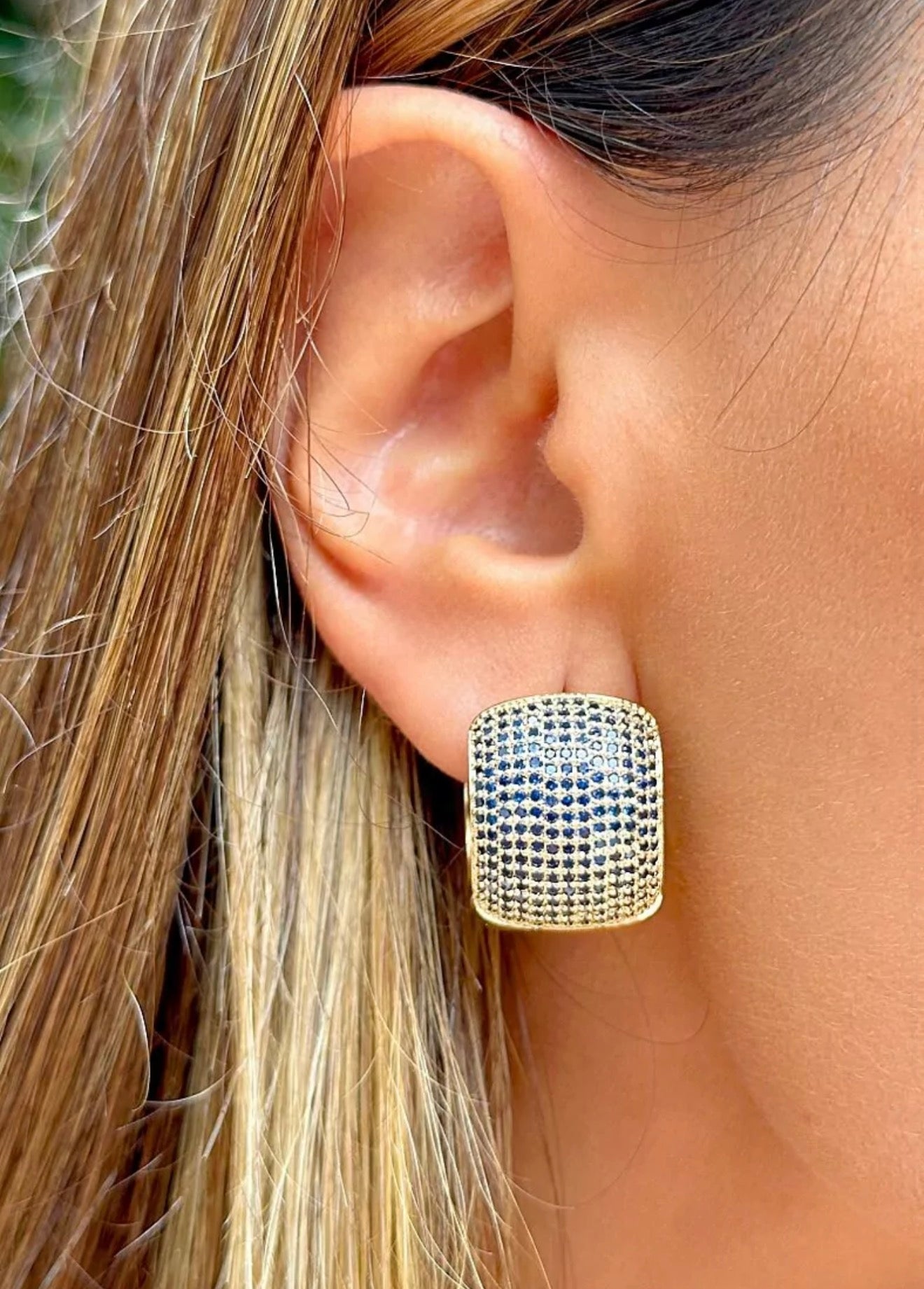 EARRING HOOPS MAXI BLUE CRISTALS