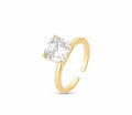 RING SOLITAIRE SQUARE CUBIC ZIRCONIA ADJUSTABLE