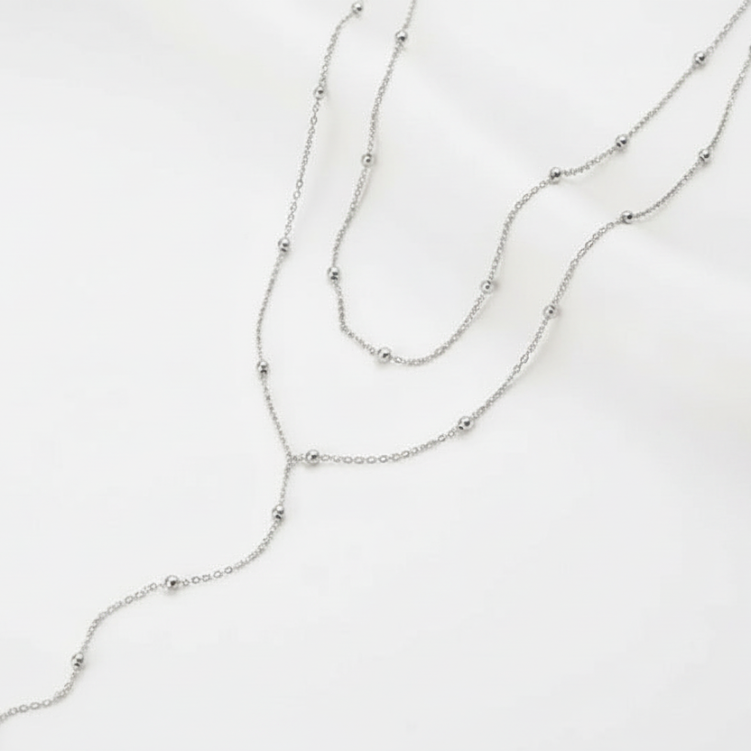 NECKLACE 2in1 TIE STYLE MINI SPHERES