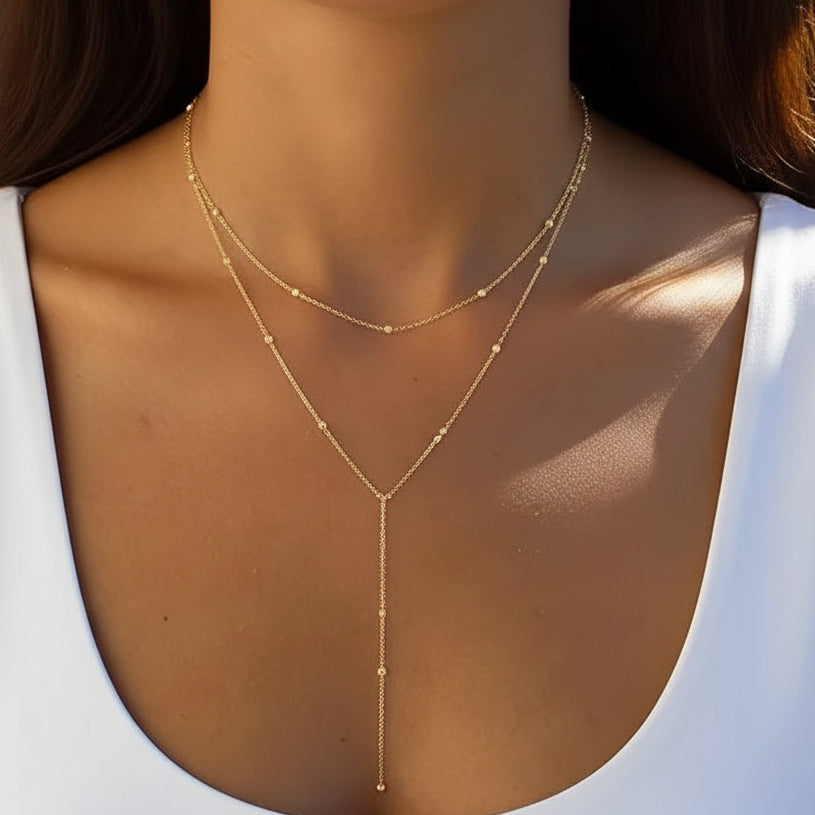 NECKLACE 2in1 TIE STYLE MINI SPHERES