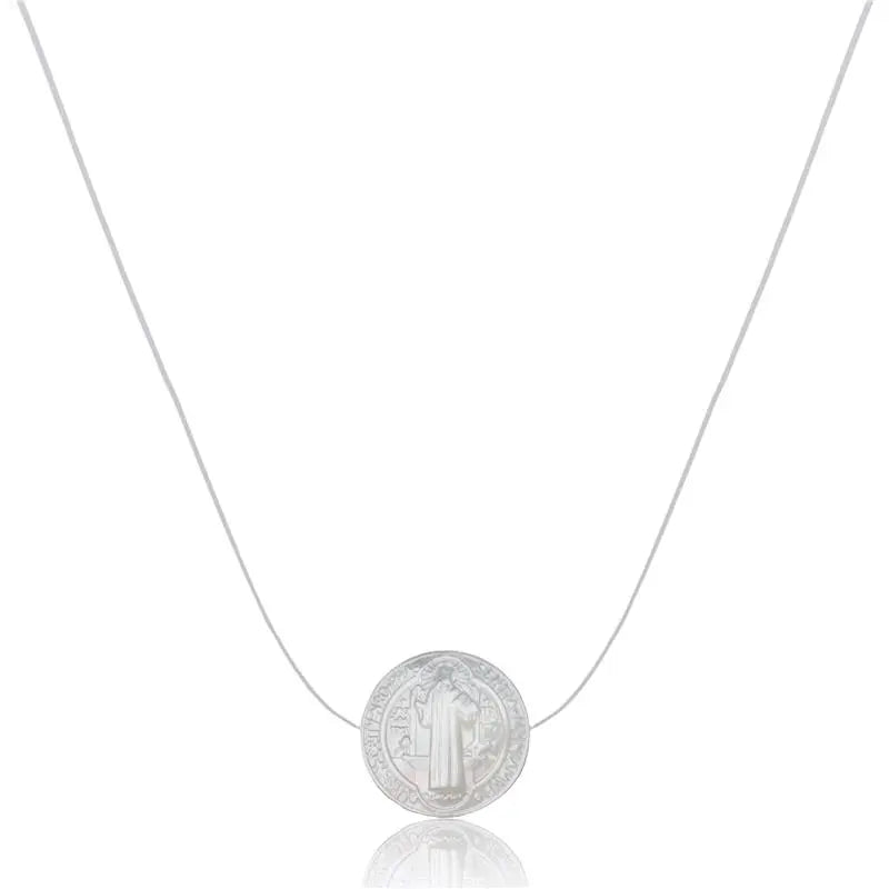 NECKLACE NYLON STRING ST BENEDICT MOTHER OF PEARL