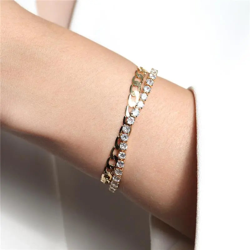 BRACELET 2 in 1 CHAIN + RIVIERA CRYSTALS