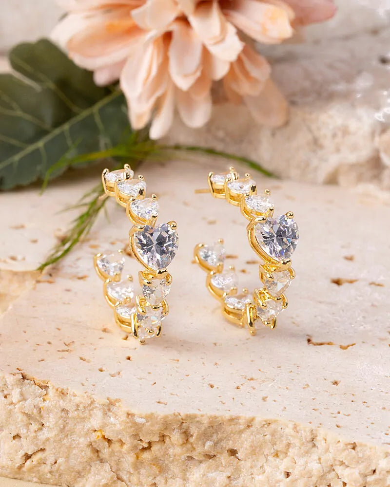 EARRING HOOPS HEART SHAPED CUBIC ZIRCON