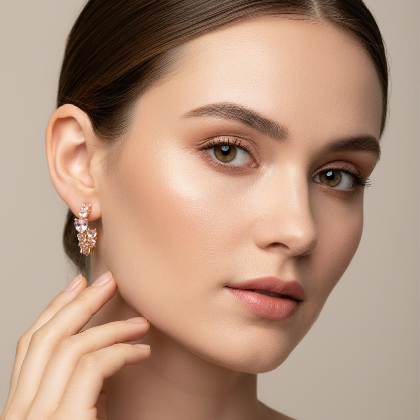 EARRING HOOPS HEART SHAPED CUBIC ZIRCON