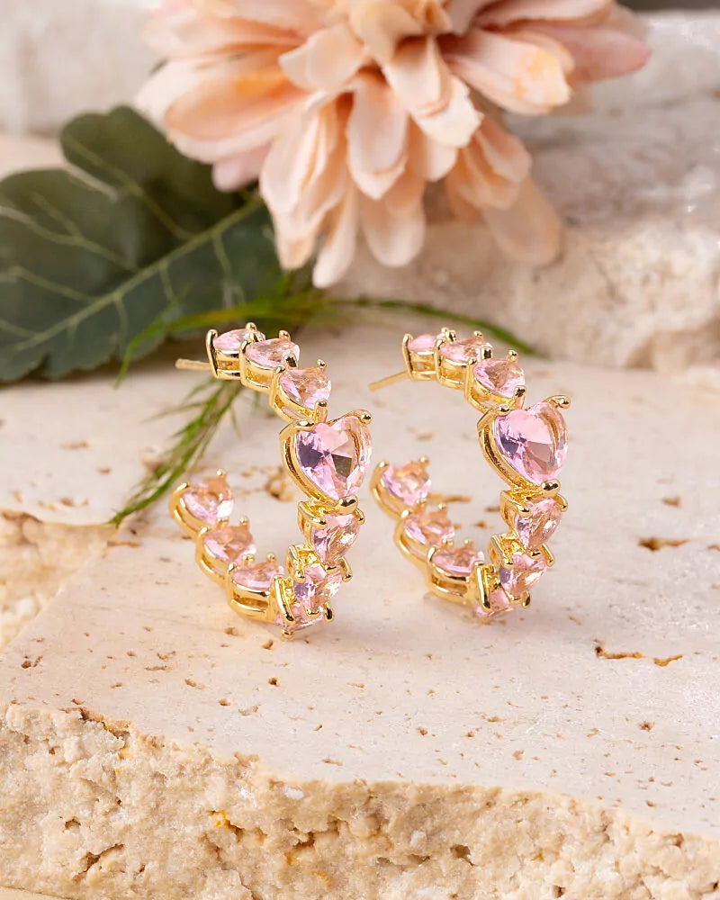 EARRING HOOPS HEART SHAPED CUBIC ZIRCON