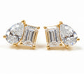 EARRING STUDS TEAR DROP + EMERALD CUT CUBIC ZIRCON