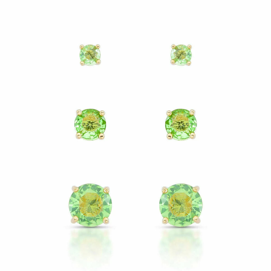 EARRING TRIO LIGHT GREEN CUBIC ZIRCONIA