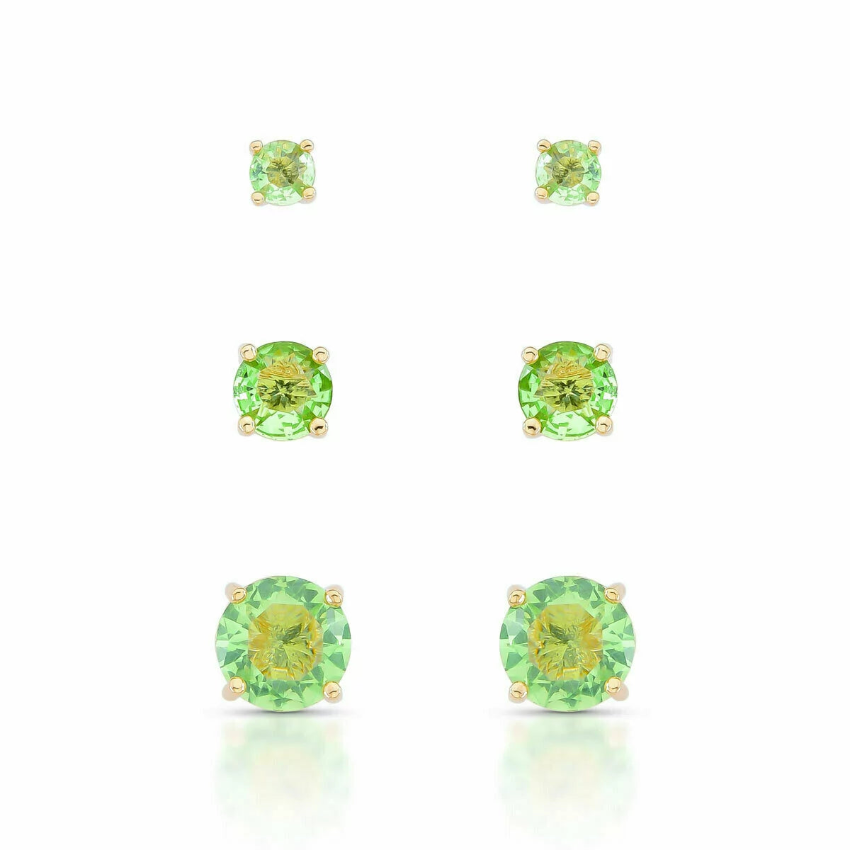 EARRING TRIO LIGHT GREEN CUBIC ZIRCONIA
