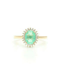 RING OVAL EMERALD GREEN FUSION CRYSTAL STUDDED CUBIC ZIRCON
