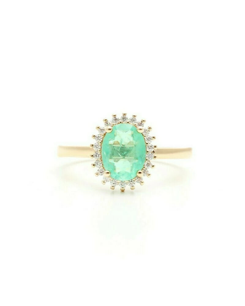 RING OVAL EMERALD GREEN FUSION CRYSTAL STUDDED CUBIC ZIRCON