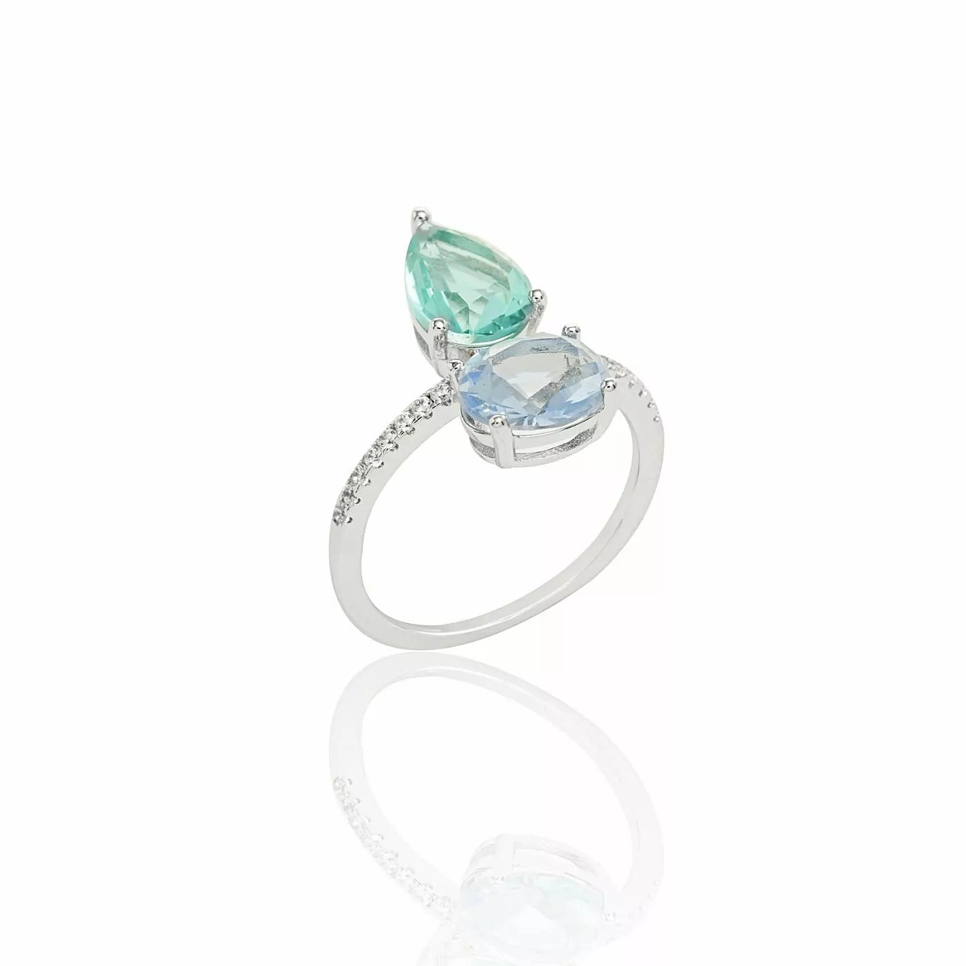 RING GEOMETRIC PARAÍBA CRYSTAL AND LONDON BLUE