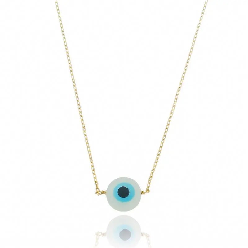 NECKLACE MOTHER OF PEARL GREEK EYE LONG